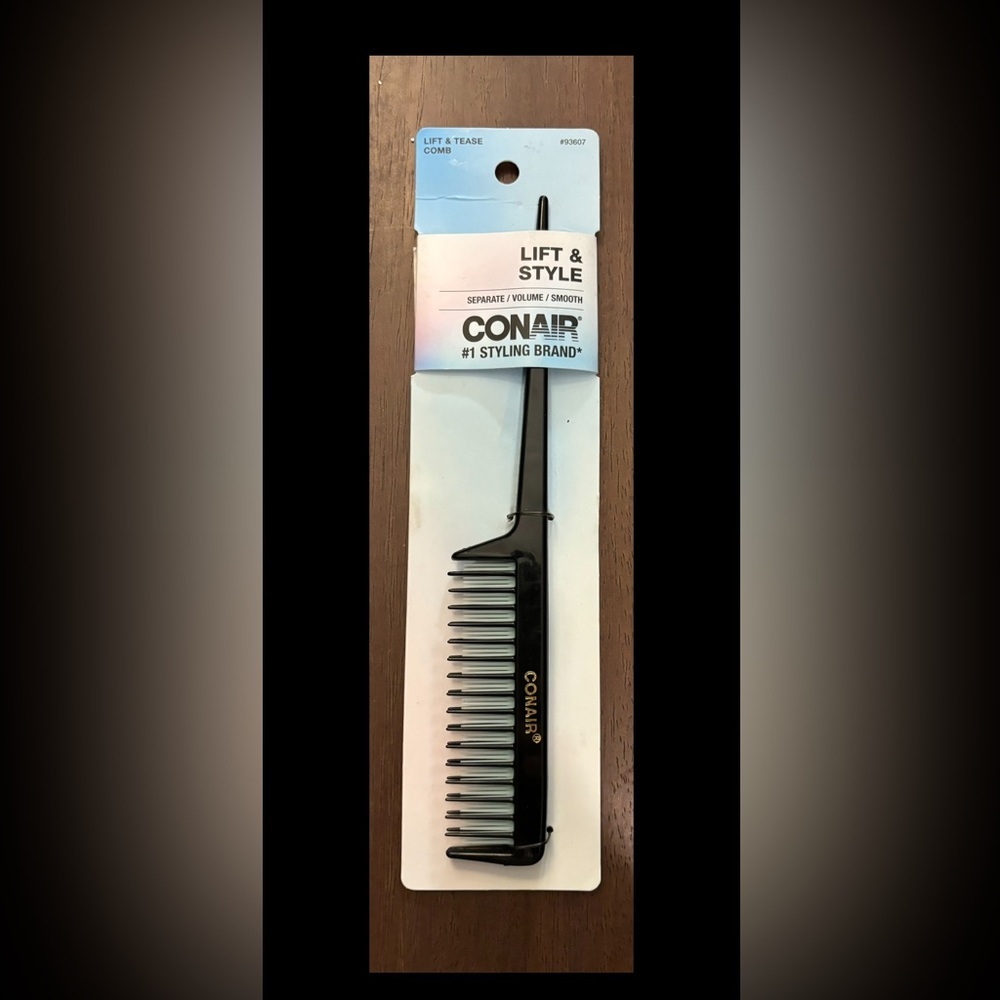 New Conair Black Plastic Lift and Style Comb Lift and Tease Made in‎ China